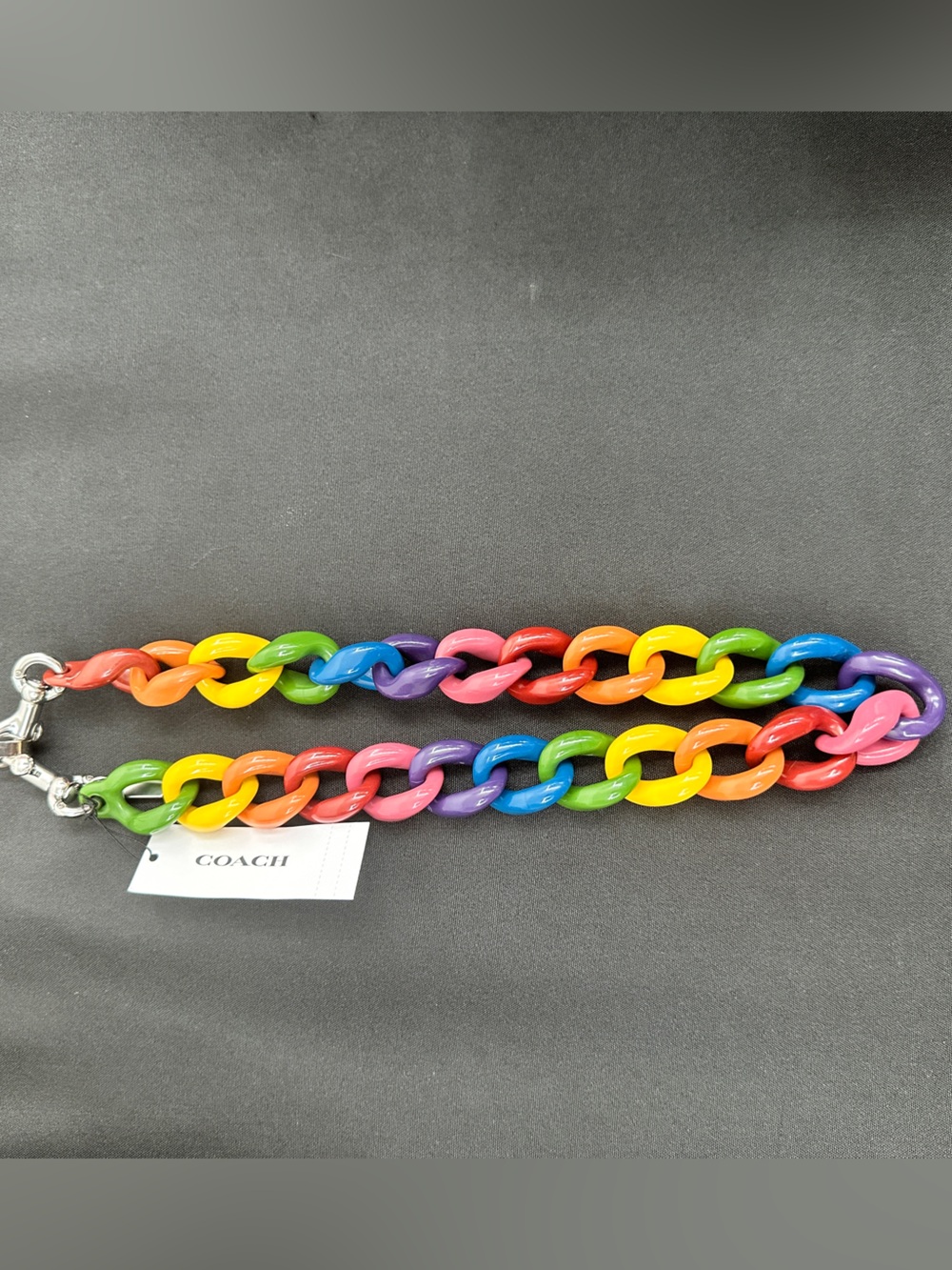 Coach Multicolor Rainbow Chain Strap with Silver Hardware